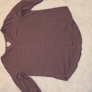 ST JOHN'S BAY Women's‎ Brown 3/4 sleeve Tunic Blouse - Size Large